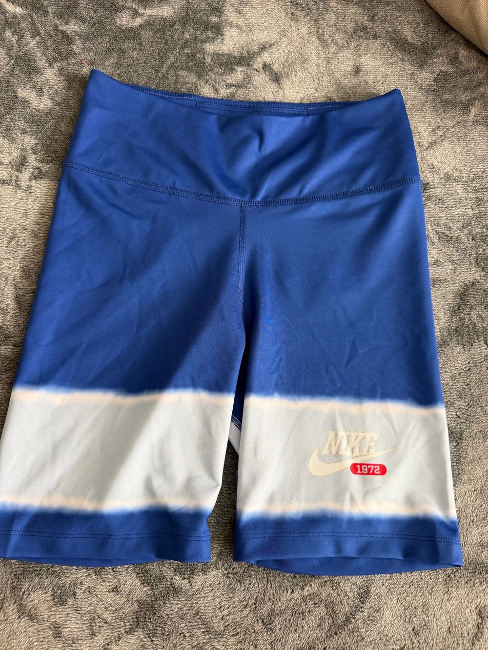 Nike Women’s Blue and White High-Rise Biker Shorts